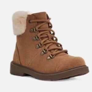 UGG Australia Azell Hiker Weather Boots Suede Lace-Up Chestnut Youth Size 5